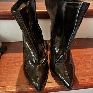 Torrid Shiny Black Heeled Boots WW